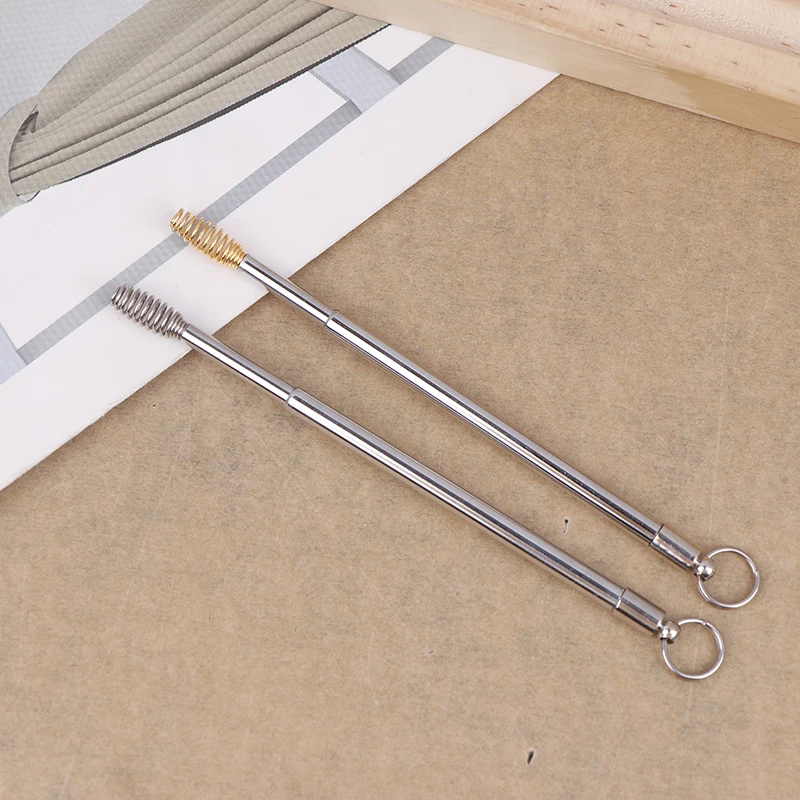 1PCPortable Spring Scalable Brass EarSpoon Ear Wax Remover Curette Mini Ear Cleanning Tool Keychain Pendant Reusable Ear Cleaner - Image 5