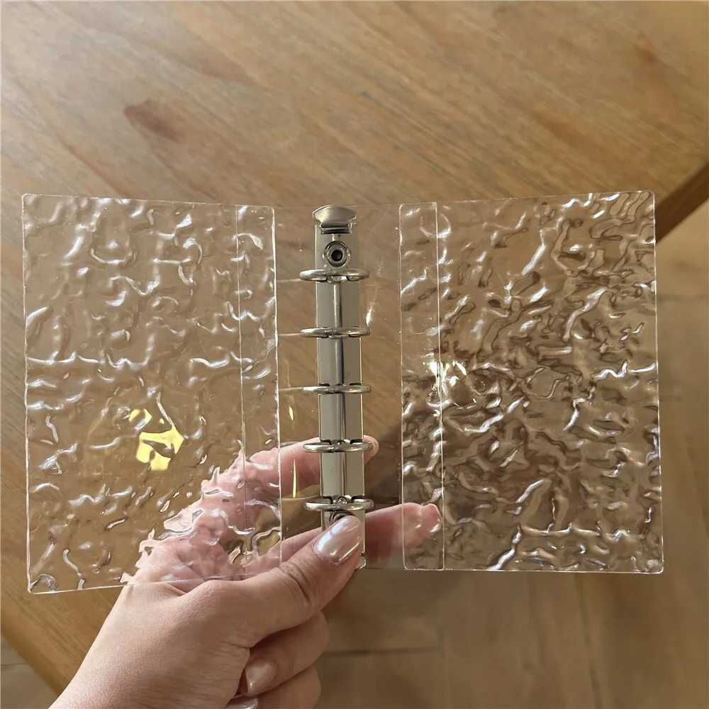 Same Water Ripple Transparent Acrylic M5 Loose Leaf Notebook, 3-Inch Star Chasing Small Card Storage Book, Ins
