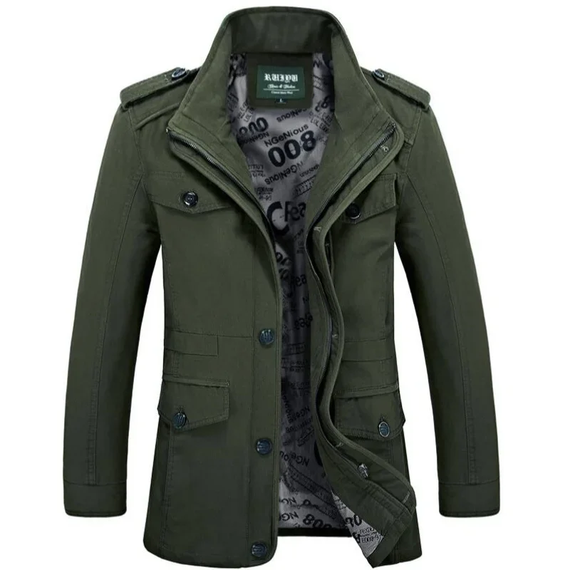 

2025 Мужские куртки оверсайз, пальто, мужской плащ 5XL, 6XL, весенне-осенняя однотонная хлопковая повседневная длинная куртка, мужская одежда, верхняя одежда