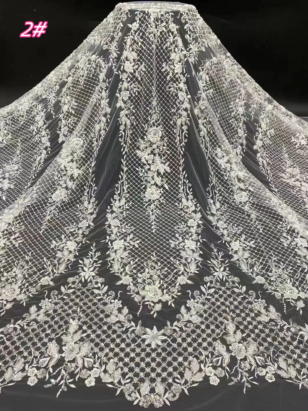 Fashion new wedding fabrics French tulle lace embroidery, fine sequins bead tube embroidery lace wedding dress series fabrics