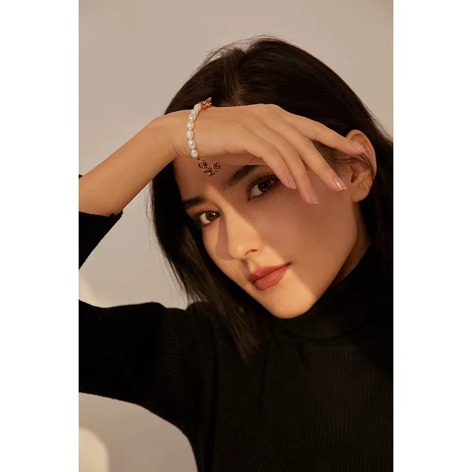 جديد رائع المتخصصة نصف اللؤلؤ كابل سلسلة سوار للنساء 316L الفولاذ المقاوم للصدأ Kpop الجمالية العصرية مجوهرات #6