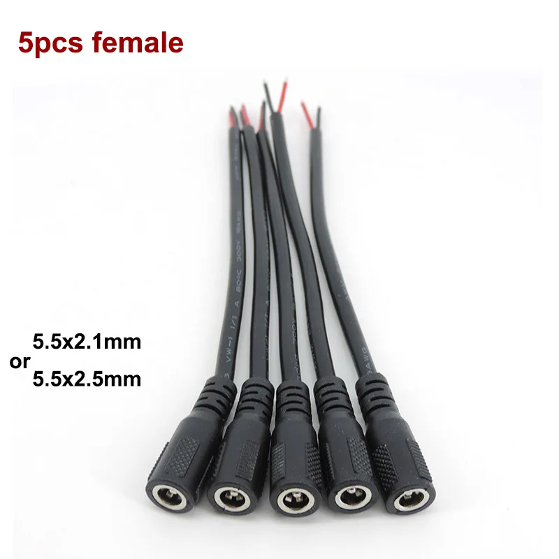 18 cm 18awg 7A DC Männlich Weiblich Netzteil Stecker Kabel 5,5x2,1mm 5,5x2,5mm Kupfer kabel Für LED Streifen licht Kamera 2,1mm 2,5mm