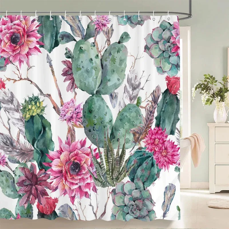 

JHB23High Quality Retro Style Flowers leaf Plant Fabric Shower Curtain Waterproof Bath Curtains for Bathroom Decorate with H9Kj(