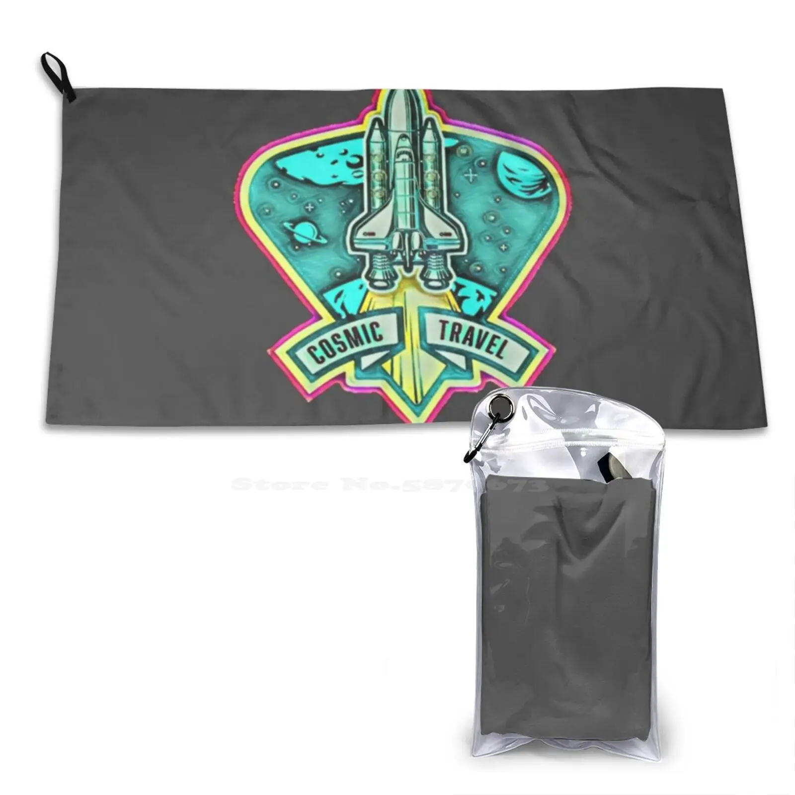 Kosmiczna podróż Logo Drukuj myjkę Miękki ręcznik Astronauta Kosmiczny hełm z daszkiem Sprzęt satelitarny Ikona człowieka Symbol Garnitur Planety