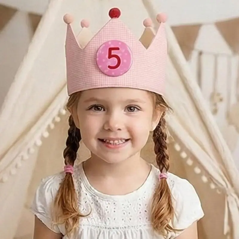 Reusable Kids Birthday Crowned Hat Alternative Headwear Present For 0-9 Year Children Photoshoots Accessories A2UB