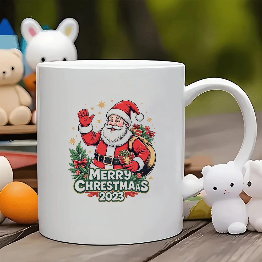 11oz copo papai noel design dos desenhos animados presente de natal crianças copo de água família escritório conjunto copo de café alegre atmosfera de natal hol