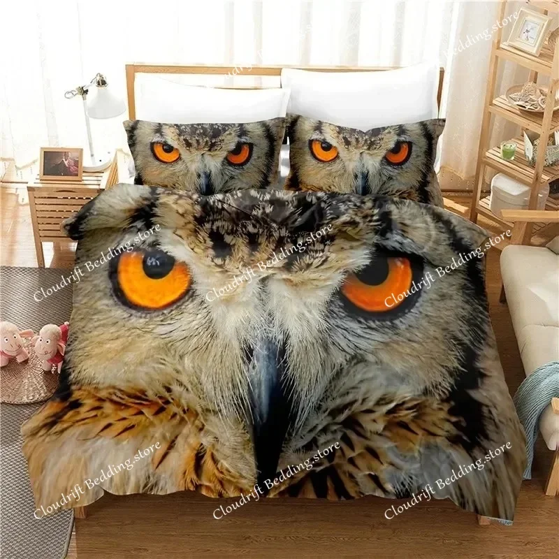 Dropshipping Bedding Set Lifelike Animal Owl Housse De Couette  Dekbedovertrek Bedlinen Bed Cover Set Pillowcases