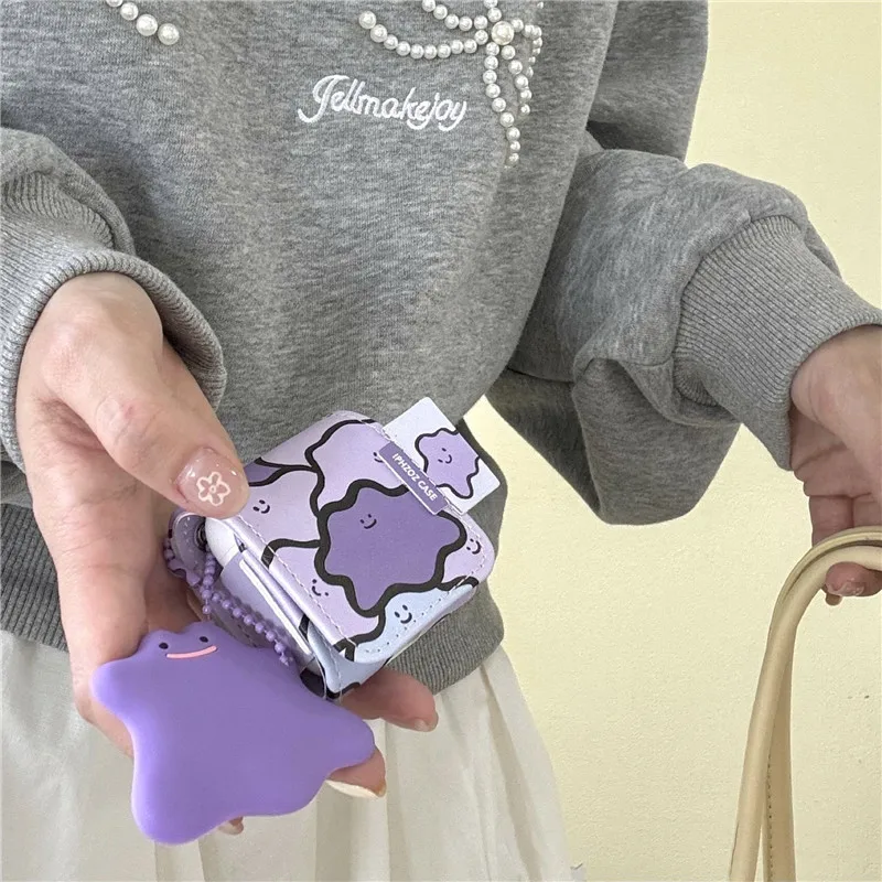 حافظة بيكاتشو ديتو لأجهزة AirPods Pro حافظة حماية كرتونية لطيفة ثلاثية الأبعاد لأجهزة Apple AirPods 1 2 3 4 حافظة جيل مع سلسلة مفاتيح