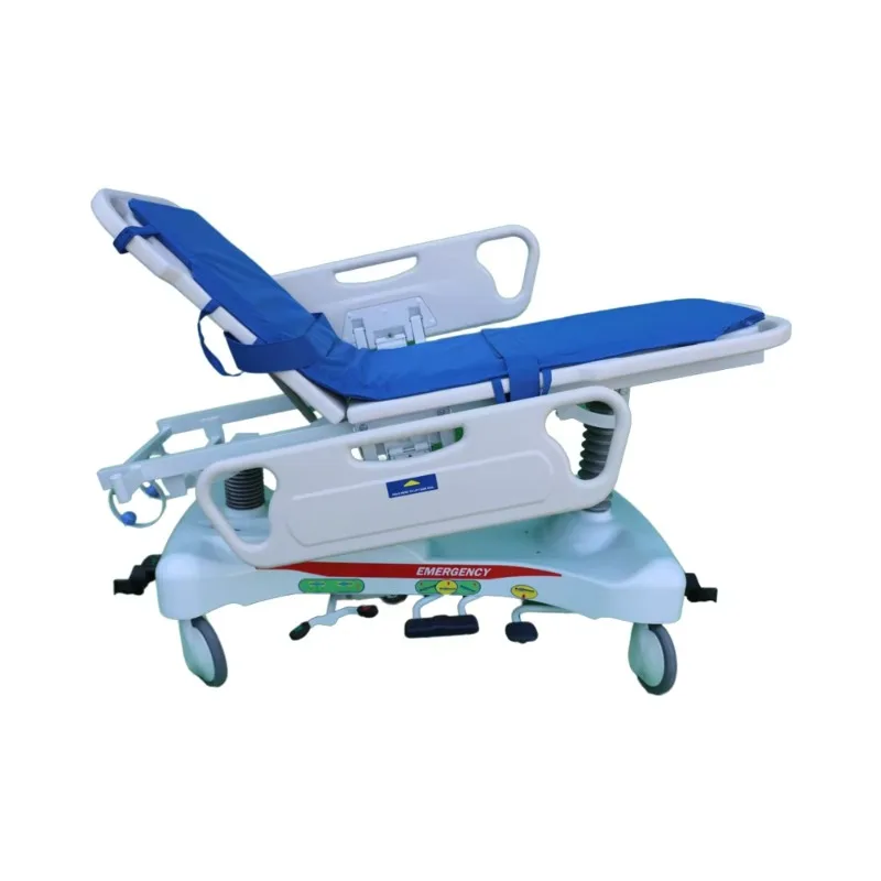 Manual Hospital Bed ABS Plastic Medical Emergency Stretcher Patient Transport Trolley
