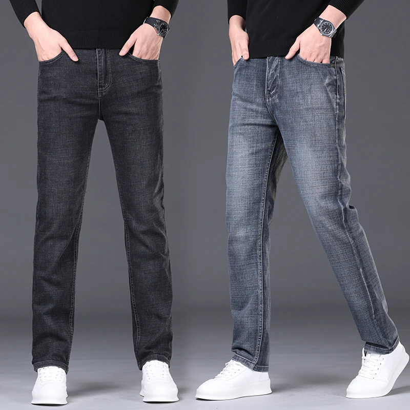 

2024 Spring/Summer Men's Comfortable and Versatile Breathable Slim fit denim pants in three colors: straight leg thin jeans