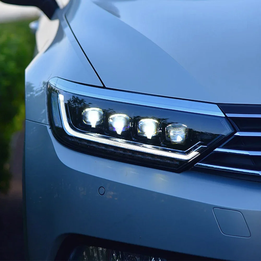 

Для VW Passat Европейская версия Magotan B8 2016-2019 Автомобильные передние фонари в сборе Обновление светодиодного проектора Crystal Четыре линзы Аксессуары