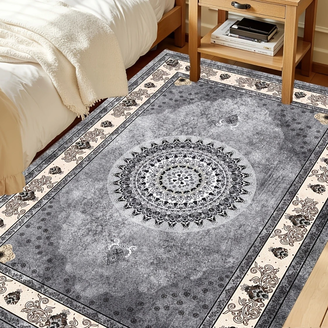 Area Rug Modern Abstract Geometric Marble Gold Patchwork Minimalist Indoor Decorative Floor Carpet for Living Room Bedroom Home