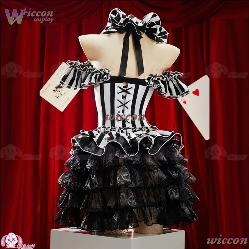 The Freak Circus Pierrot Original Striped Clown Gothic Dark Waist Cincher Mini Skirt Niche Design Corset Top Cosplay Costume Cos