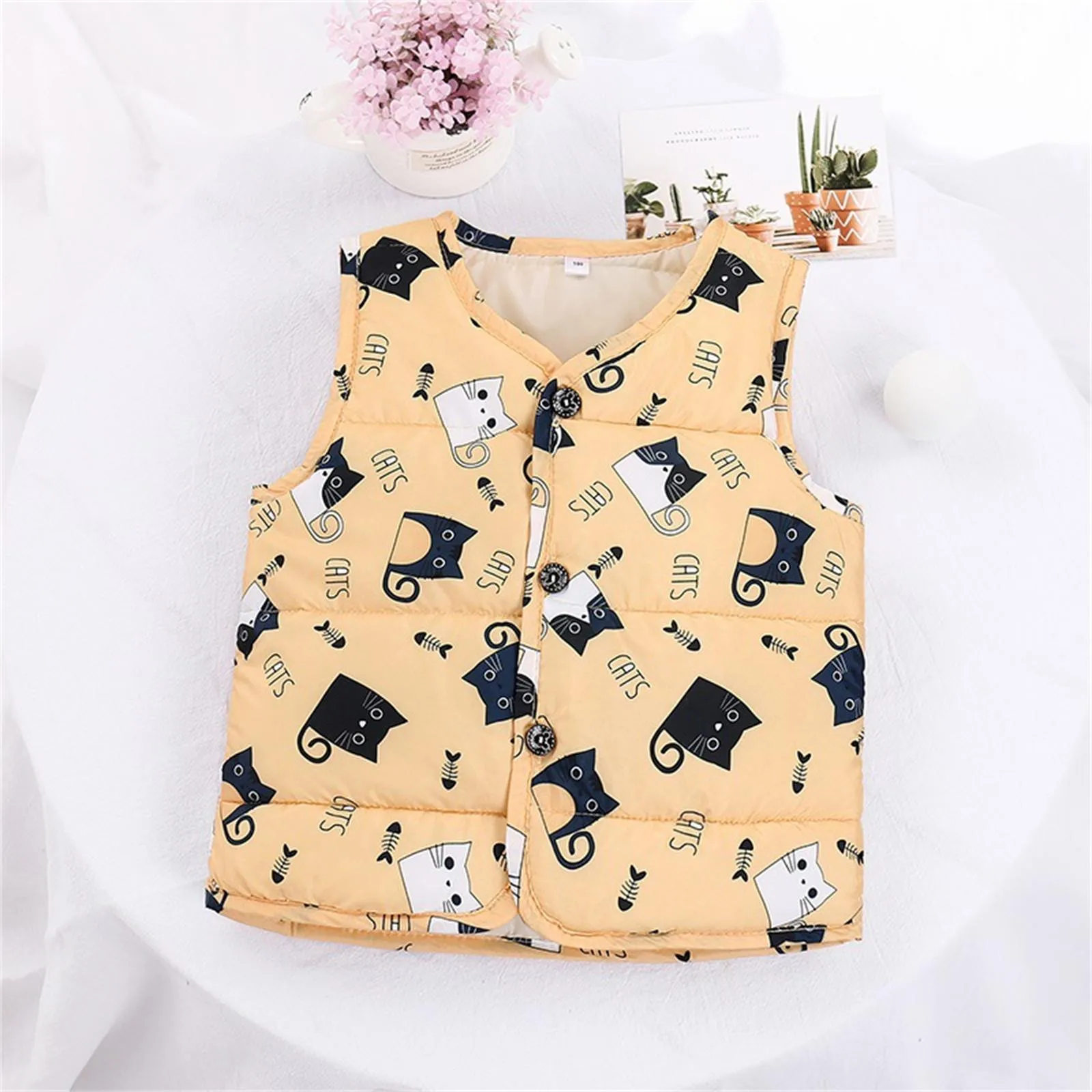 Kids Vest for Boys Girls V-neck Soft Warm Padded Cotton Vests Girl Sleeveless Children Fall Winter Waistcoat Vest Toddlers Vests