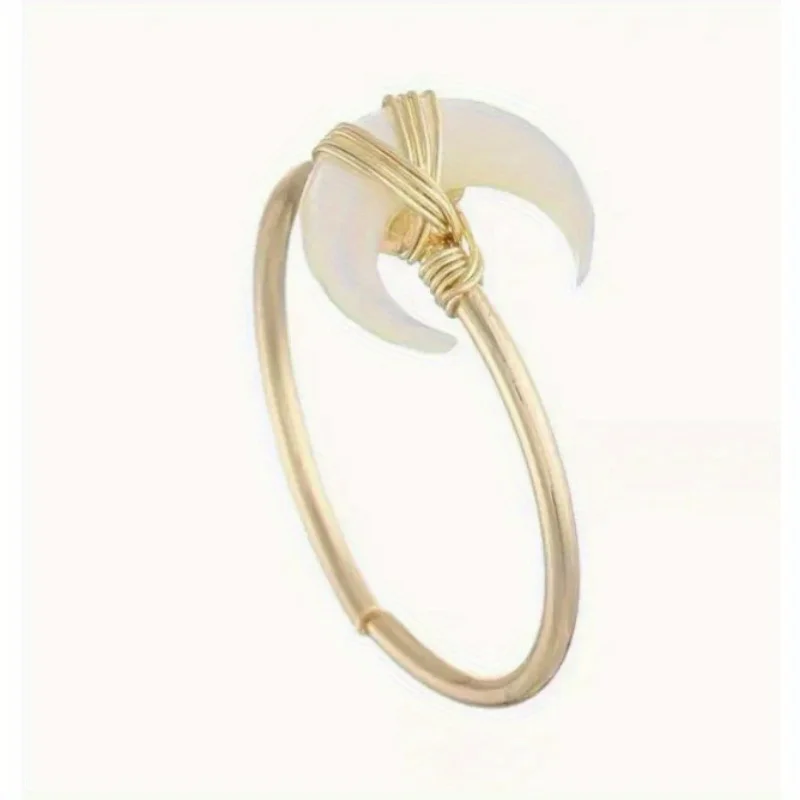 1 قطعة البوهيمي نمط القمر على شكل حلقة قابلة للتعديل خمر المجوهرات السماوية للارتداء اليومي ومناسبات الحفلات #5