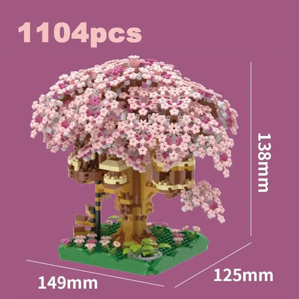DIY桜の木ビルディングブロックキット微粒子ギフト桜の木の家モデルセット桜盆栽ビルディングセット