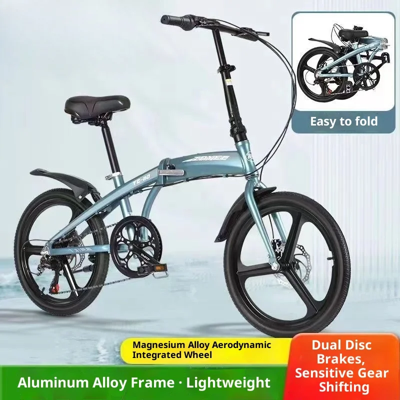 Aluminium vouwfiets 20-speed schijfremmen Lichtgewicht draagbaar forens Voorgemonteerd Compact Volwassen Mannen Vrouwen Studenten Weg