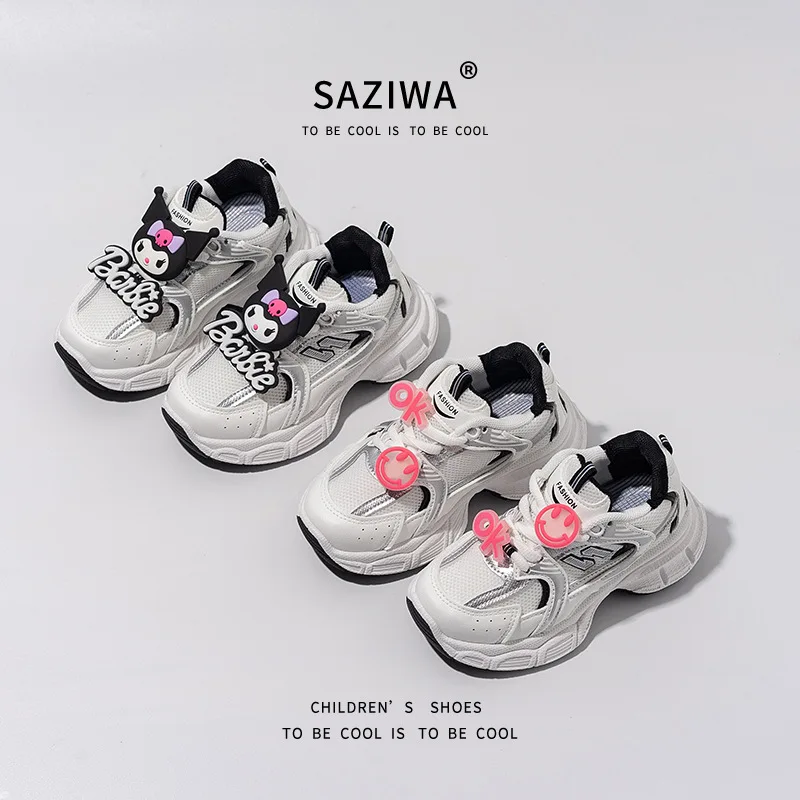 

Sanrio Kuromi Cartoon Girls' Sports Shoes Korean Edition Autumn New Fashion Running Shoes Breathable Soft Sole Vintage Dad Shoes