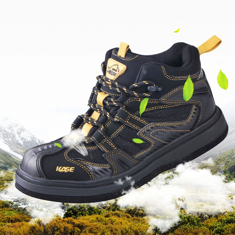 Fly Fishing Shoes Felt Sole With Nails Anti-slip Upstream River Sea Boots Climbing Hunting Hiking Reef Rock Fishing Shoes