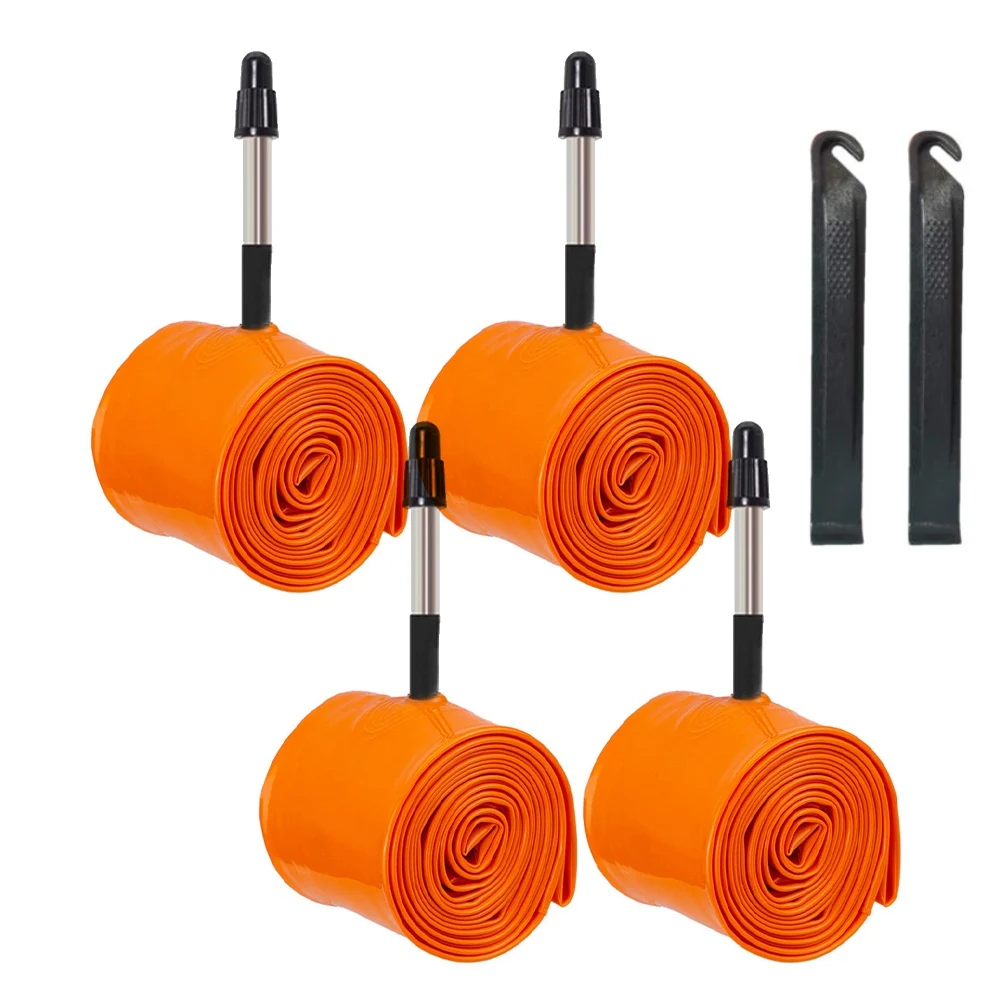 لدراجات 700C - خفيفة الوزن - أنبوب داخلي للدراجة من البولي يوريثان الحراري 35-40C عالي الجودة - بولي يوريثان برتقالي 65 مم من سبائك الألومنيوم + صمام ABS #1