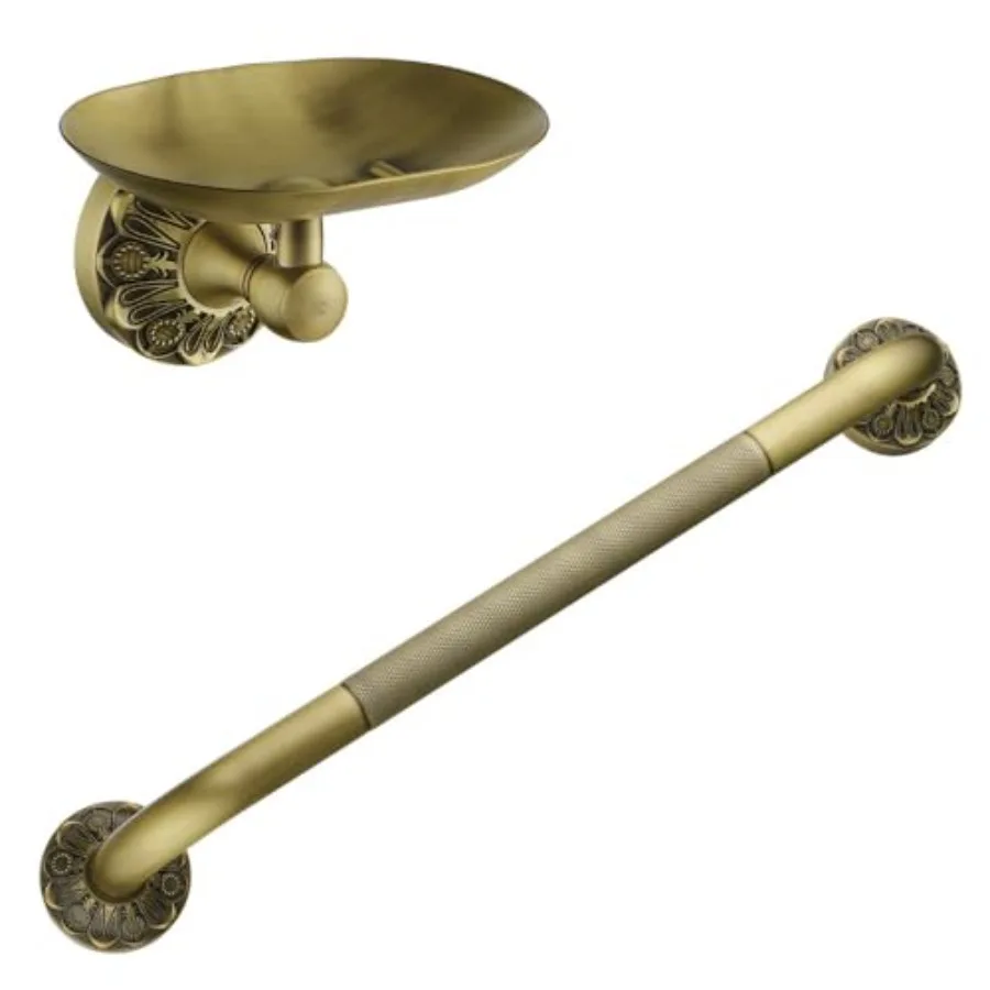

Shower Grab Bar + Soap Dish Brass Bathroom Accessories Set