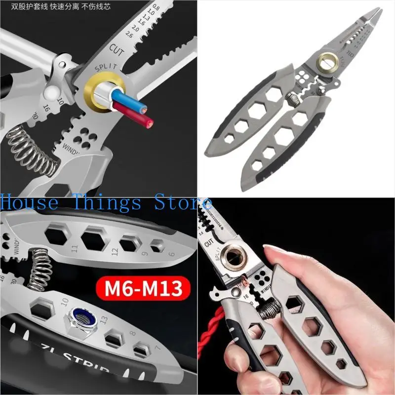 

652F MultiFunctional Wire Stripping Pliers Cutter Wire Stripper For Electrical Work With Crimping Insulation Removal Blade
