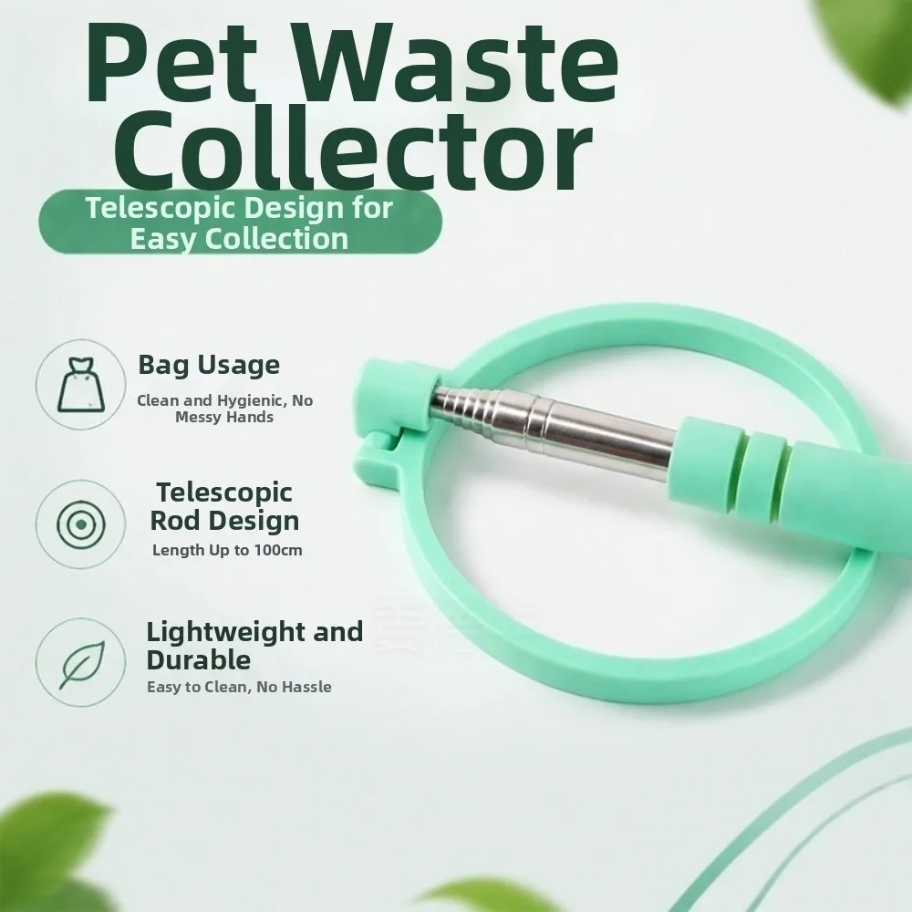 Retractable Dog Poop Scooper Non-Contact Foldable Pet Waste Cleaner Long Handle Scalable Dog Waste Picker Pet Cleanup