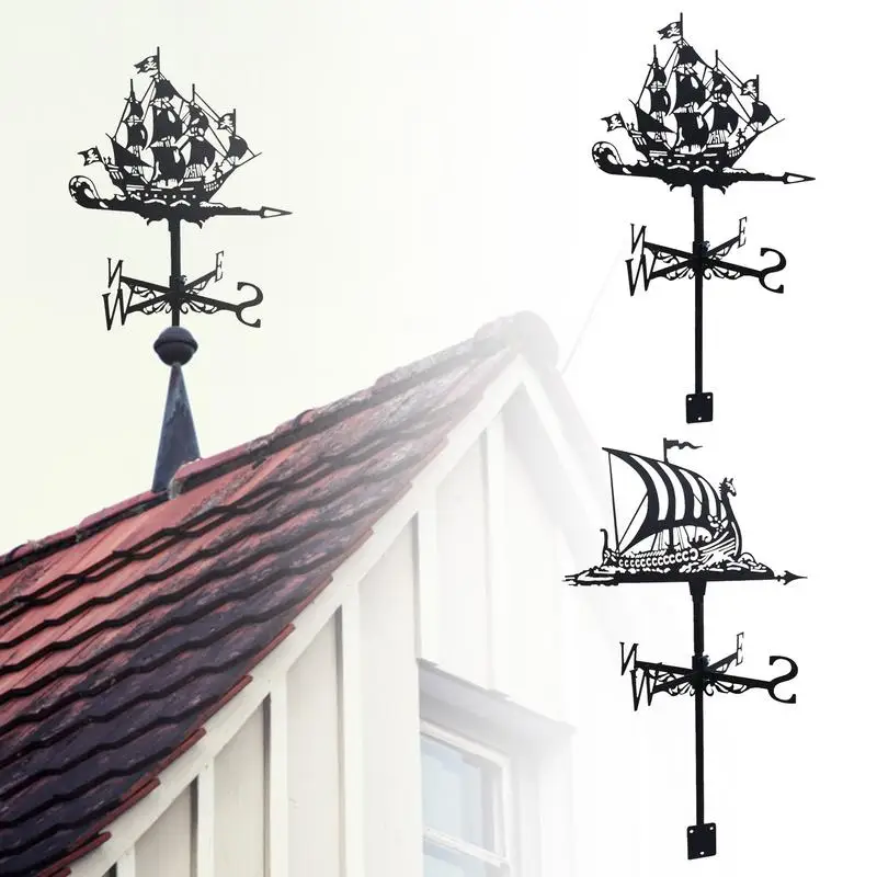 

Sailing Ship Weathervane Roof Mounted Wind Direction Indicator Garden Metal Sheds Decor Craft Wind Vane Measuring Tools