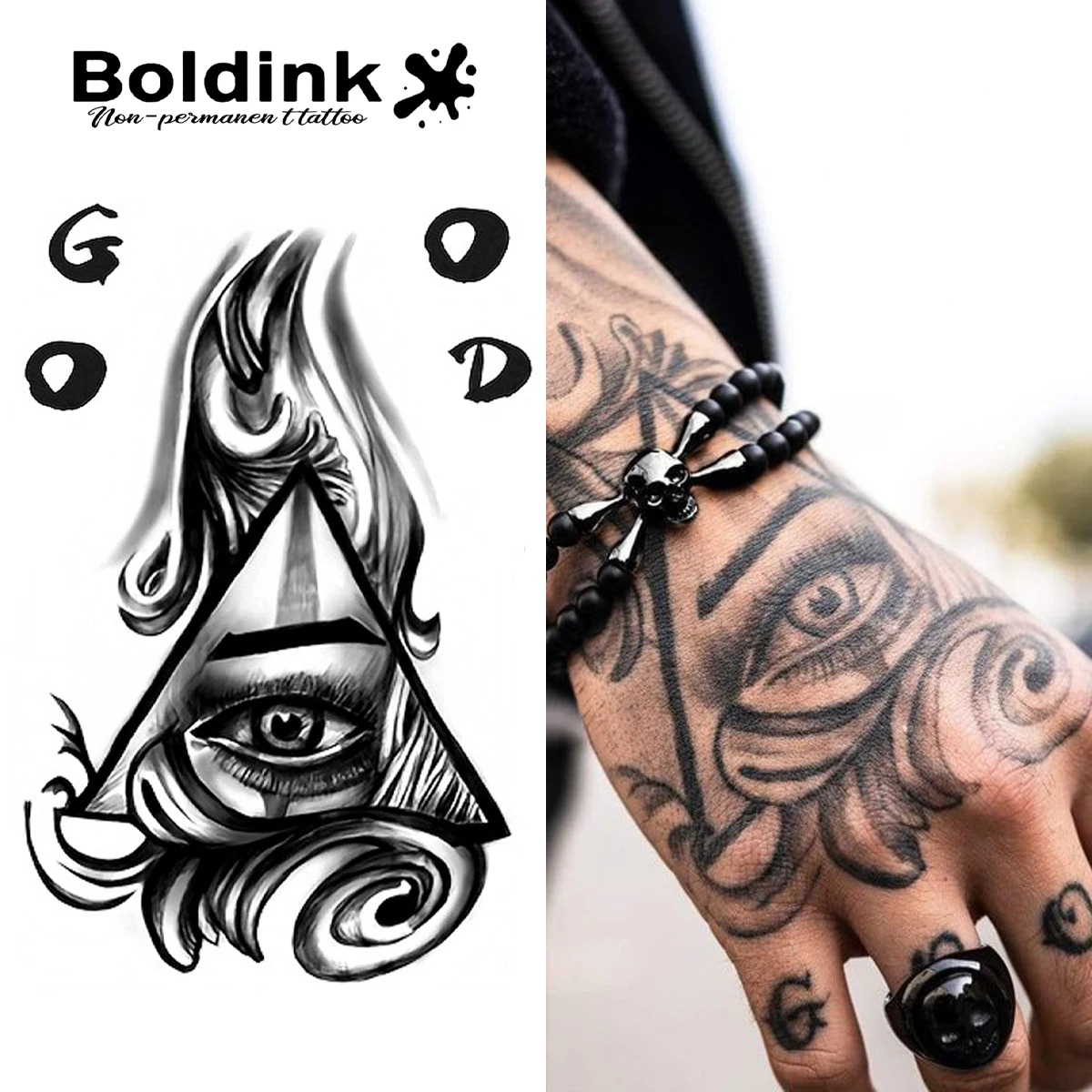 

Eye Of Providence Temporary Tattoo,Lasts To 15 Days New Technology Magic Waterproof Semi Permanent Sticker.