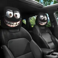 Funda de almohada con estampado de cara sonriente para coche, funda de cojín decorativa suave y cómoda, reposacabezas de asiento de coche, tela de poliéster lavable, 2 uds.