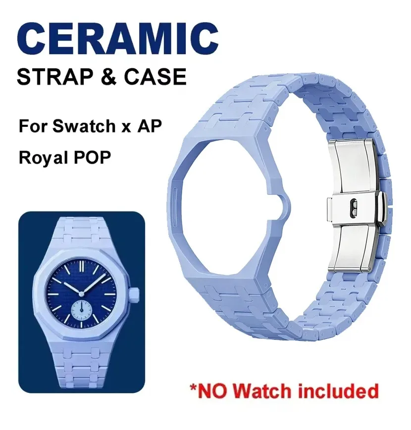 Ceramic Watch Case & Strap Modification Set For Swatch x AP Royal POP Biomaterials Watch Durable Replacement Upgrade Kit