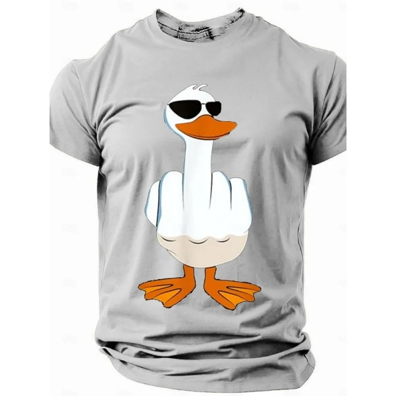 Men's Ducks Disdain Print Summer Streetwear Unisxe Round-neck Short-sleeved T-shirt Family-Pleasing Clothing