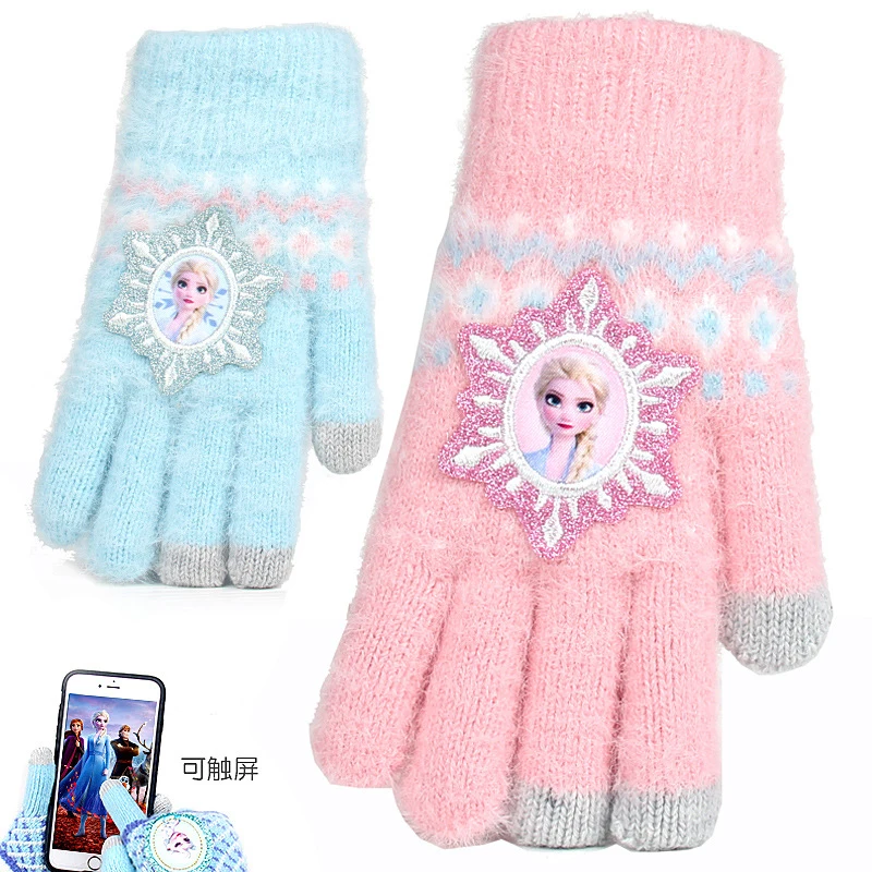 جديد الكرتون ل إلسا الأميرة قفازات خمسة أصابع الأطفال قفازات الشتاء الدفء الفتيات طفل منفصلة إصبع لطيف هدية #2