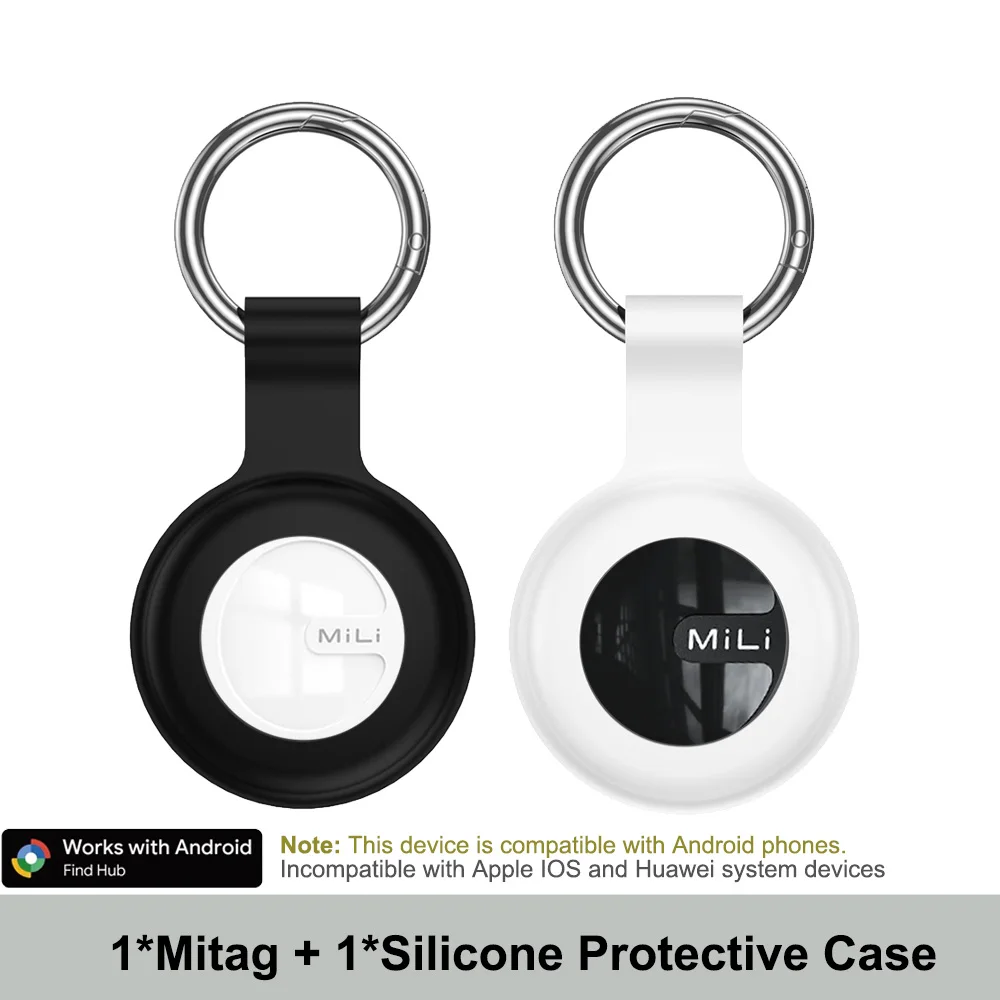 يعمل جهاز تعقب العلامة Mili Air Tracker مع Find My App Android (فقط) جهاز تعقب الأمتعة للمفاتيح والمحافظ مع سلسلة مفاتيح حامل