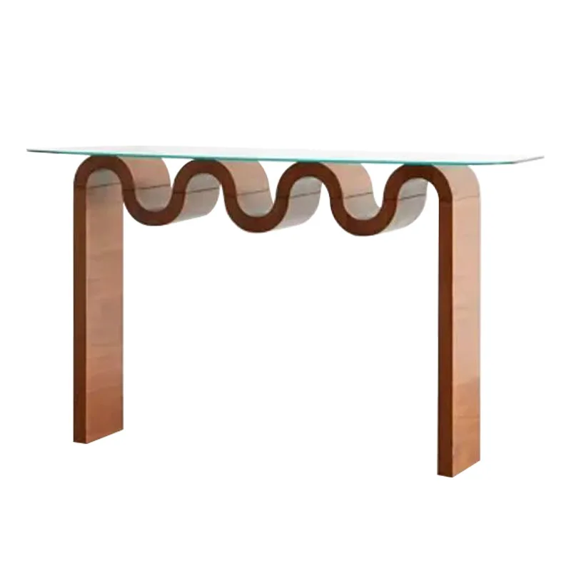 

Creative entrance table, Italian minimalist light luxury tempered glass entrance table, water ripple rectangular