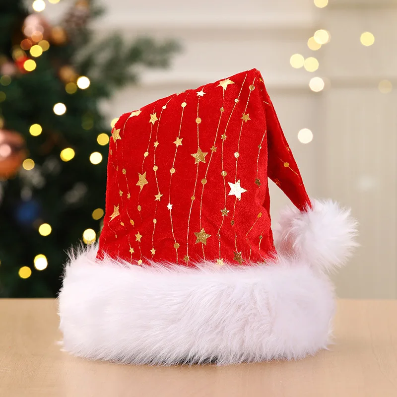 Christmas decorative hat hot stamping plush  plush christmas  non-woven  christmas decoration hanging