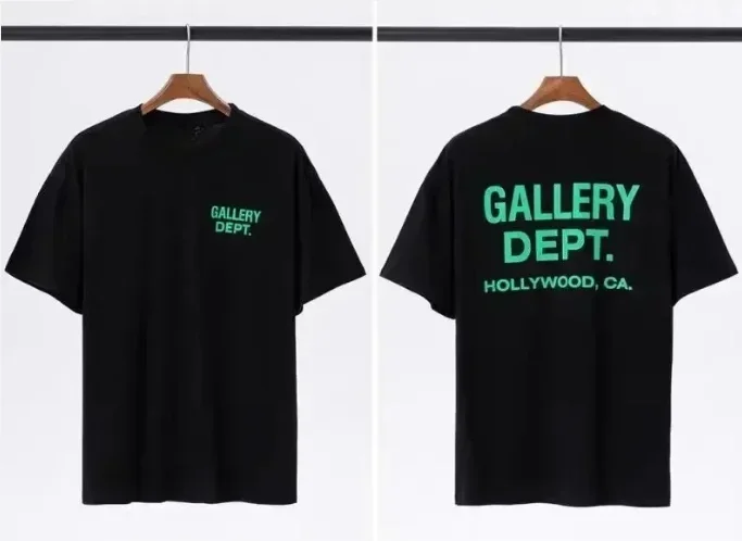 Neue Herrenkollektion GALLERY DEPT. T-Shirt Schwarz Gelb Bedruckt HOLLYWOOD CA Übergroßes Baumwoll-Streetwear-T-Shirt Sommer Lässiges Kurzarm-Oberteil – Detail 4
