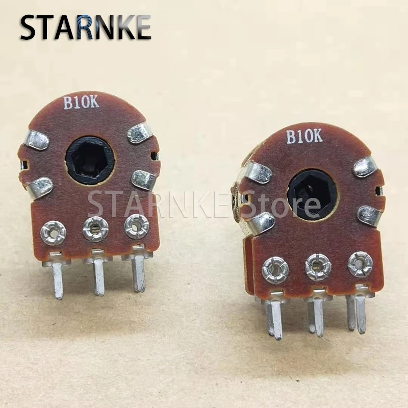 5PCS 148 Type Potentiometer Dual 6Pins B10K Amplifier / Audio Volume Potentiometer Plastic Handle Handle Length 15MM