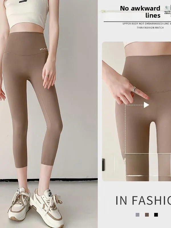 

Тонкие женские брюки для йоги с высокой талией, большие размеры, спортивные облегающие летние брюки на семь футов, модная спортивная одежда небольшого узора