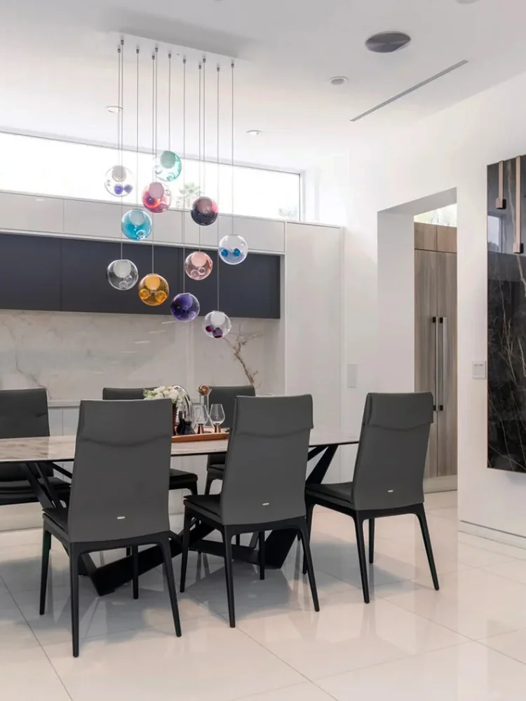 اليدوية الزجاج المزجج الملون فقاعة الثريات أنيقة بريق المنزل المطبقين LED G9 عكس الضوء الإنارات تعليق 32 ألوان