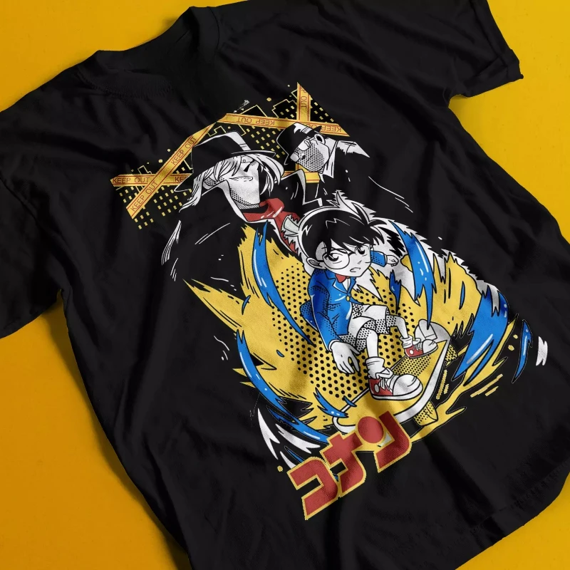 Camiseta de Detective Conan, camiseta de Detective Conan, camiseta Heiji, Absinthe Gin Ran, gato para niños, Anime, novedad de verano, ropa de calle para hombres y mujeres