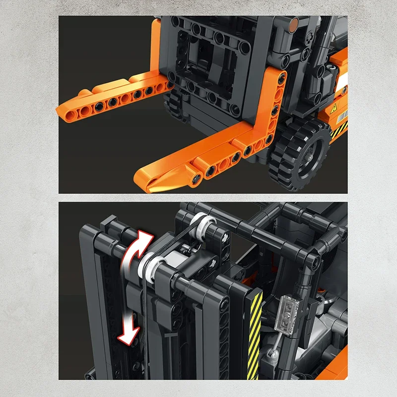 722 pçs modelo de empilhadeira de controle remoto blocos de construção veículo engenharia rc tecnologia montagem carro tijolos eletrônicos crianças brinquedos