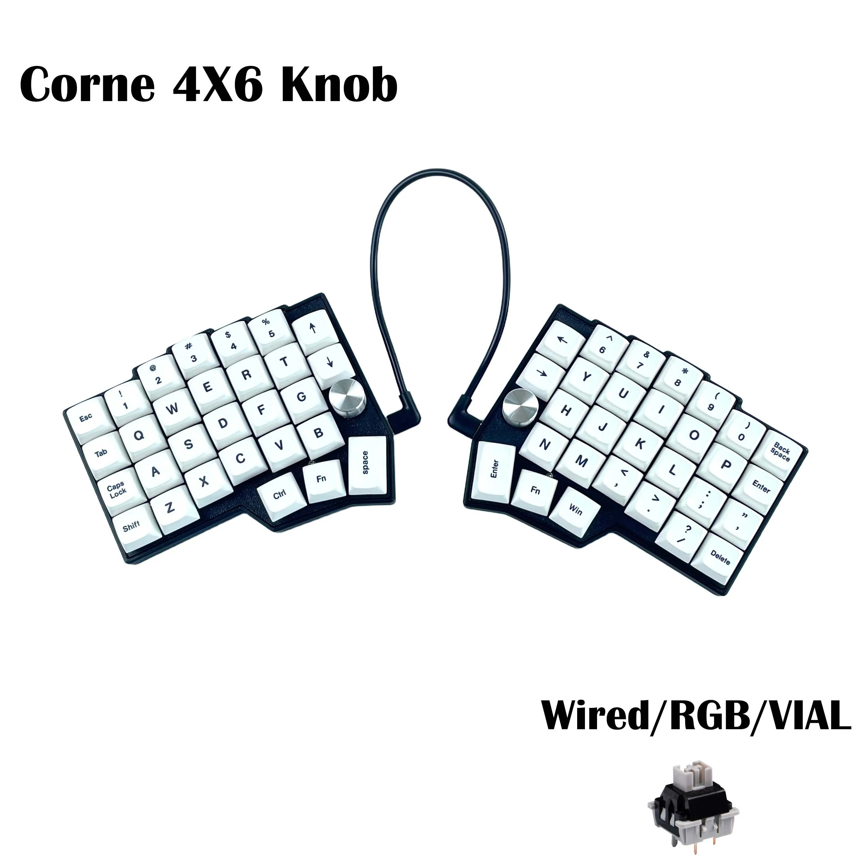 Corne 4×6レイアウトの分割キーボード 2つノブ付き 人間工学設計 S9523b2b24eab494ba1e682e3e3b63