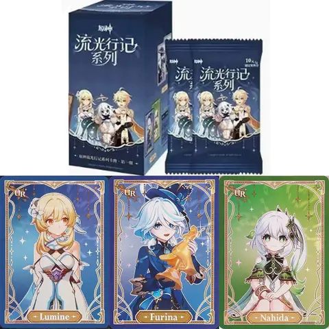 Genuine Genshin Impact Card Flowing Light Travelogue Series  Booster Pack Game Peripheral Collectible Cards Toys Gifts