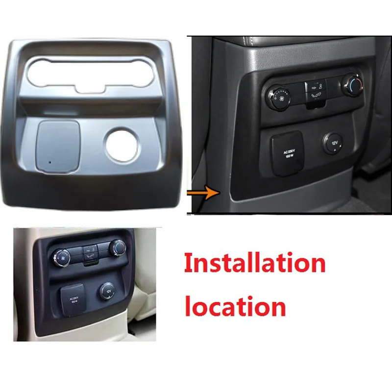 For Ford Ranger Everest Endeavor 2015+ Rear Armrest Air Outlet Vent Cover Trim Frame Anti Kick Decorator Accessories