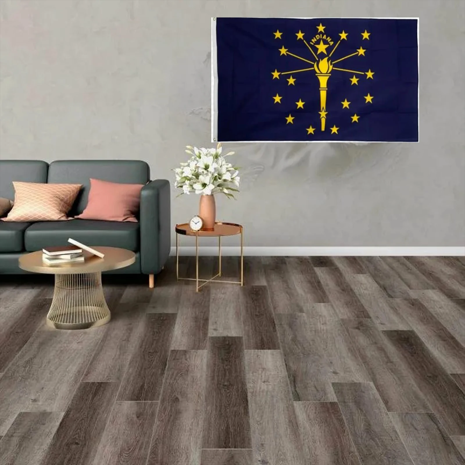 custom single side banner of USA Indiana for 2X3FT 3'x5' sport team history Europe art flag