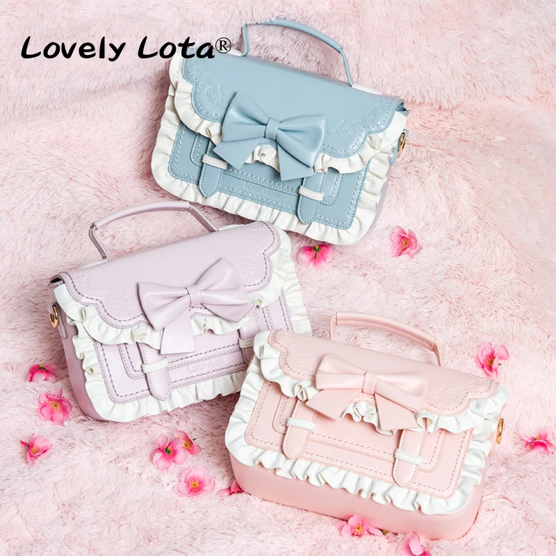 2024 Lolita Bag Girls Elegant Bow PU Shoulder Bags New JK Uniform Crossbody Bag Sweet Cute Ruffles Handbag Bolsas Mujer