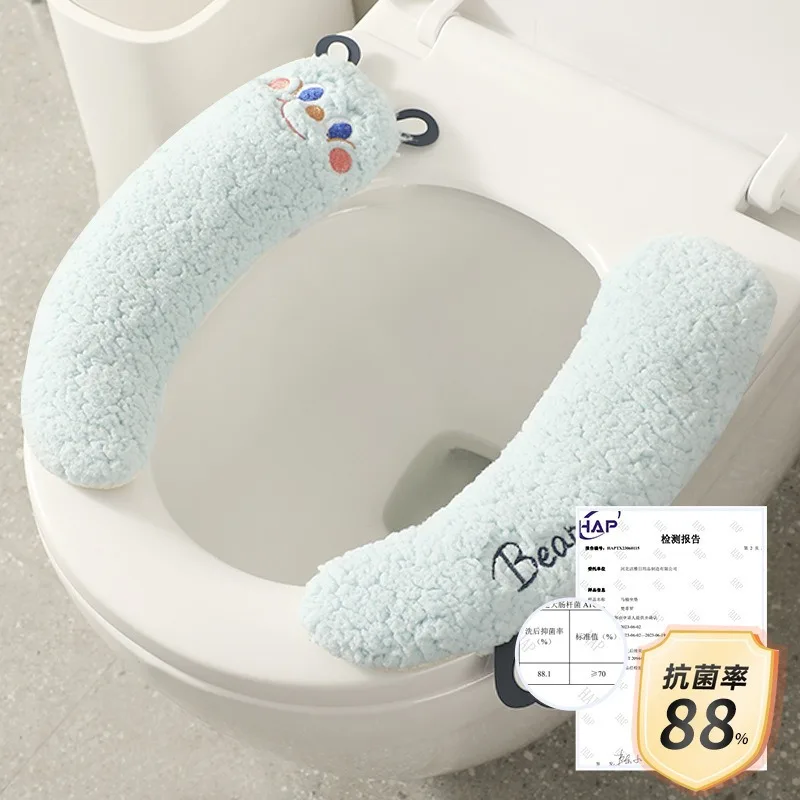 1 Stuks Cartoon Pasta Stijl Dikker Wc Bril Cover Mat Winter Warm Wasbaar Mat Zitje Bidet Cover Badkamer Accessoires