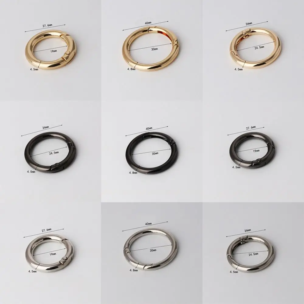 New Zinc Alloy Spring Ring Clasp Round Lightweight Plated Gate Buckle Split Key Ring Bag Accessories