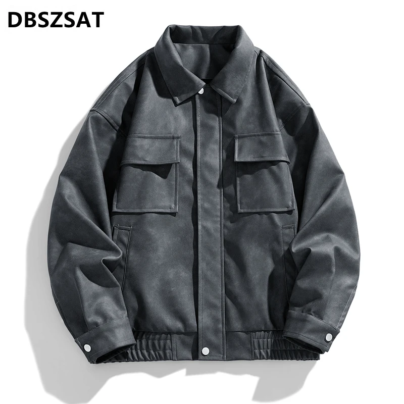 

2025 Leather Jacket Men Fleece Motorcycle PU Leahter Jackets Embroidery Pattern Turndown Collar Black Windbreaker Size S-3XL